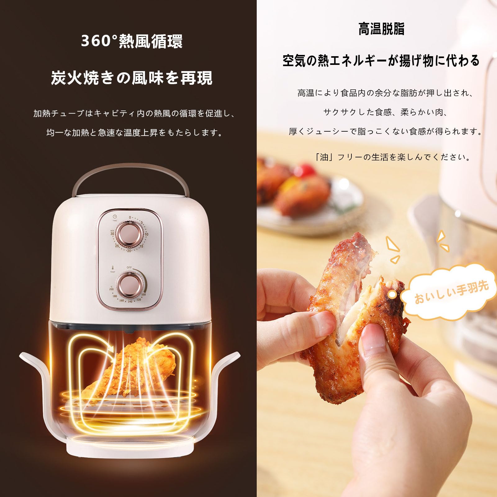 Amazon.co.jp: Catonlifer ノンフライヤー 透明窓 硼珪酸ガラス 2.5L